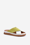 Leather Profiled Flip Flops Maciejka 04986-11 Lime