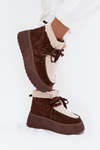 Women's snow boots on platform with fur brown Florivelle