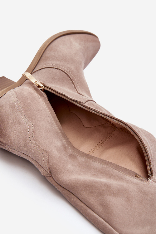 Kozaki Damskie Kowbojki Zamsz Zazoo 3427 Cappuccino