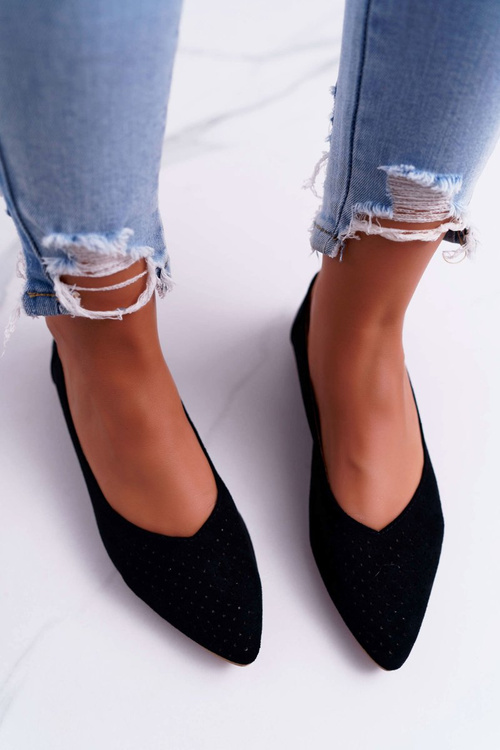 Lu Boo Women's Ballerinas Openwork Black Dessert