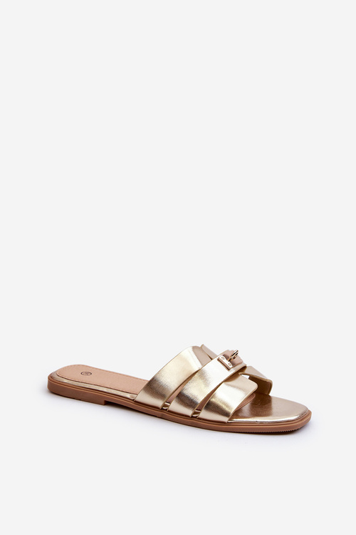 Women's Flat Sandals with Gold Decoration Kavinia