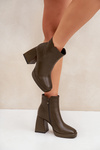 High Heel Block Heels Eco Leather Dark Green Selarae