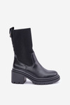 Boots With Sock On Chunky Heel Black Rosanas