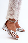 Women's Sandals in Faux Leather with Low Heel Silver Monsha
