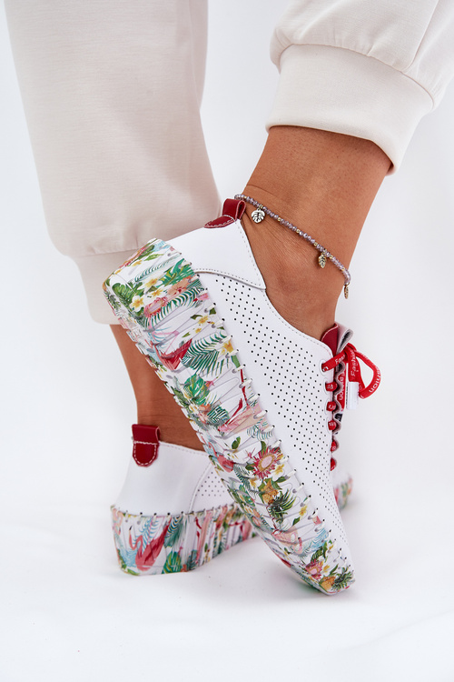 Ladies Leather Wedge Shoes Artiker 56C1799 White-Silver