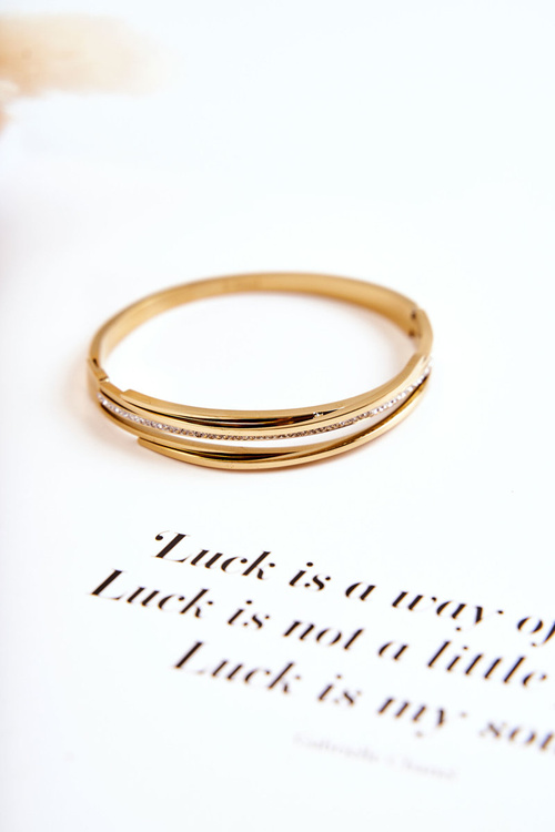 Damska Bransoleta Stalowa Z Cyrkoniami Złota Myrens