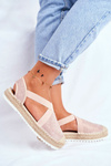 Women's Espadrilles Cutout Pink Brocade Motive