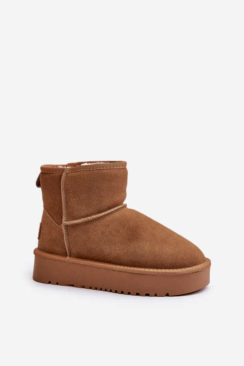Women's Suede Snow Boots On Platform Above Ankle Camel Rianaella