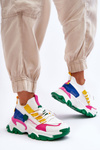 Sneakersy Damskie Skarpetkowe Wsuwane Biało-Zielone Keaton BL322P