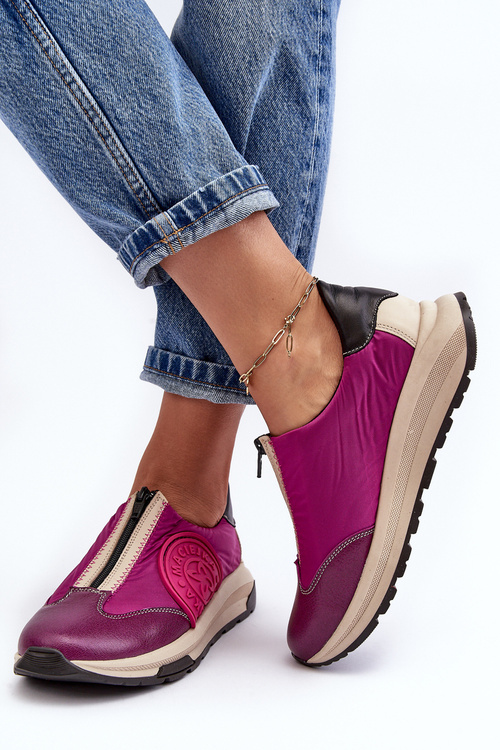 Buty Sportowe Skóra Damskie Maciejka 06296-15 Fuksja
