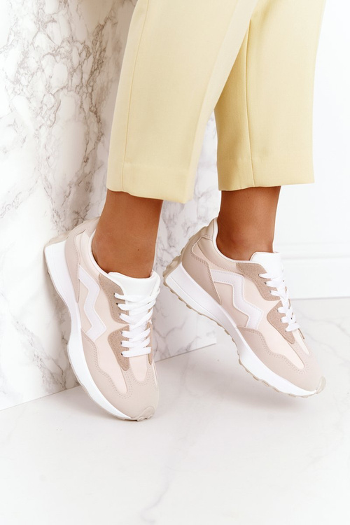 Damskie Sportowe Buty Sneakersy Beżowe Move On