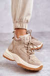 Botki Trapery Na Platformie Lee Cooper LCJ-22-44-1352L Beżowe