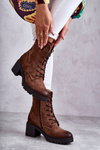 Women's Warm Boots On High Heel Brown Grethe