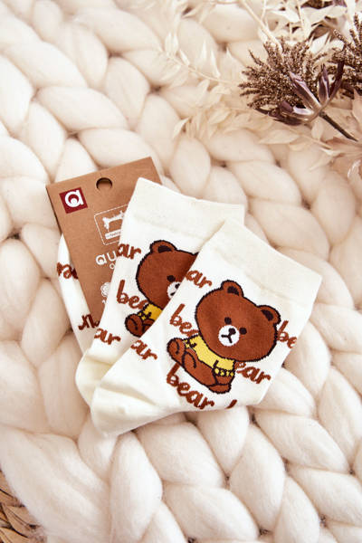 Women's Cotton Socks teddy bear Beige