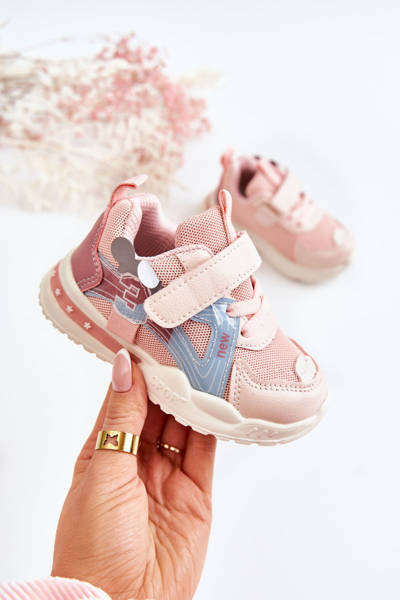 Buty Sportowe Dziecięce Materiałowe Rzep Różowe Nathine