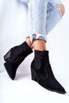 Suede Boots Flat Heel Black Maurelle