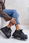 Women's Sneakers on a Chunky Sole with Gold Decoration CheBello 4530 Black