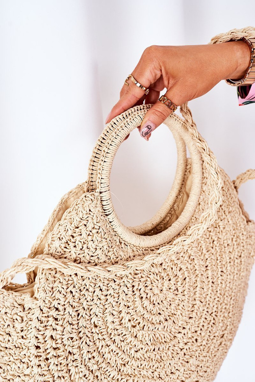 Braided Round Bag BRUNO ROSSI Beige
