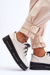 Beige Patent Leather Women's Platform Sneakers S.Barski LR592B
