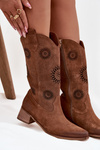 Open Women's Boots Made of Natural Suede on Block Zazoo 3793 Brown