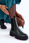 Leather Women's Boots On The Platform Green Bente