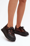 Sneakersy Damskie Skóra Naturalna Platforma Czekoladowe Maciejka 06562-25