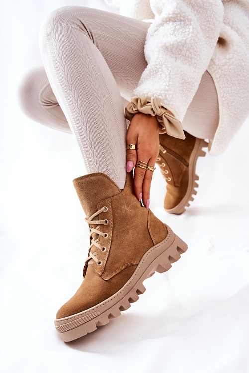 Padded Suede Boots Trappers Camel Annabeth