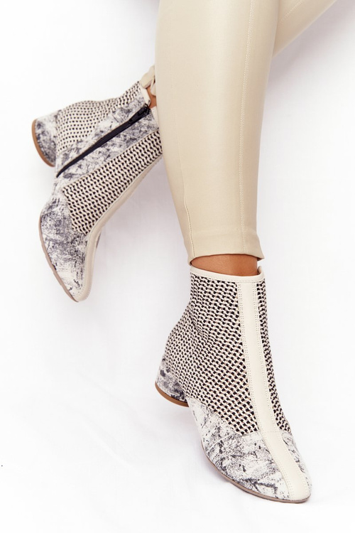 Braided Boots On A Block Heel Maciejka 04937-03 Beige