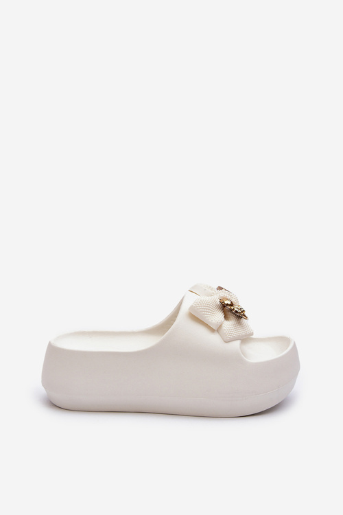 Women's White Foam Flip Flops with Bow Salessa
