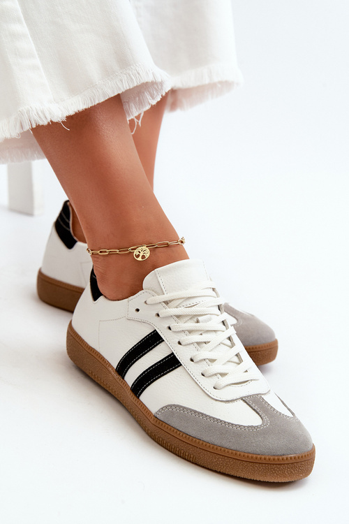 Zazoo N1068 Leather Low Women's Sneakers White