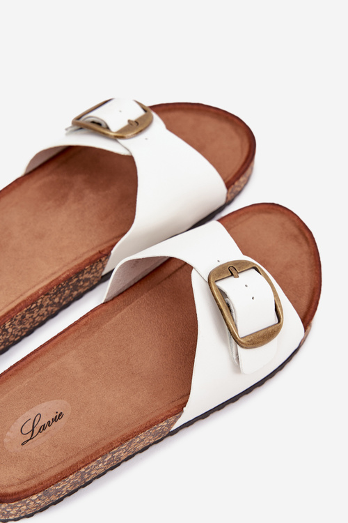 Damskie Klapki Z Klamrą Korkowa Platforma Białe Vianara