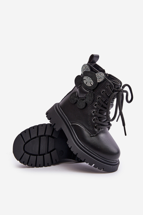 Warm Girls Ankle Boots With Teddy Bear Zip Black Relobia