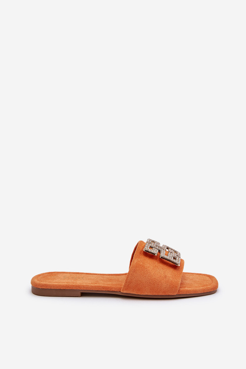 Women's Flat Sandals with Orange Decoration Inaile