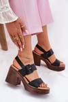 Women's sandals on a chunky heel and platform Black Vinceza 17387