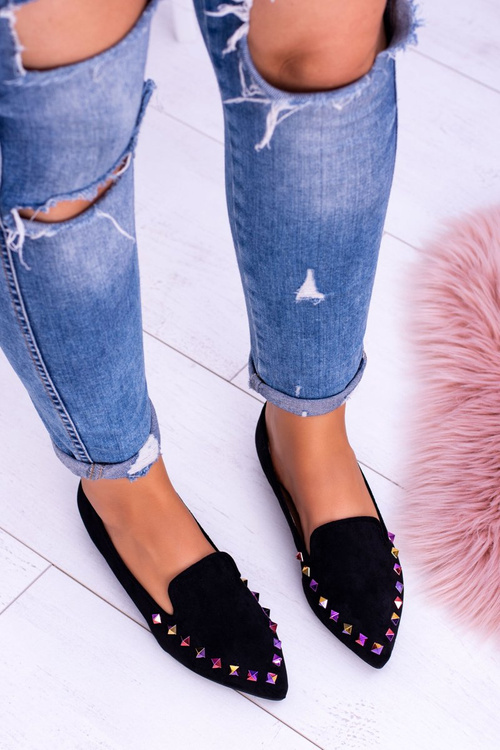Lu Boo Black Iridescent Lords Jets Suede Spike
