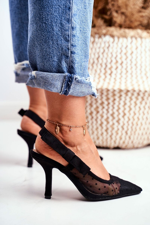 Women’s Stilettos With a Spiky Nose Mesh Black Lolita