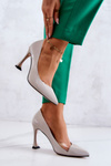 Fashionable Leather Stilettos Light grey Tamira