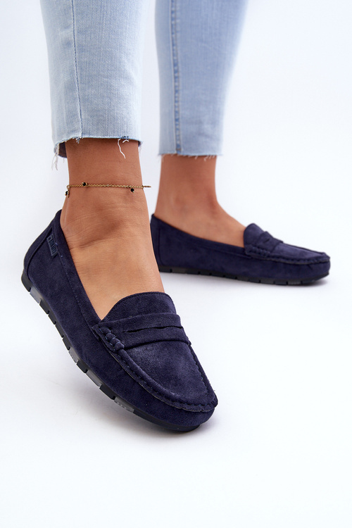 Women's Eco Suede Moccasins Big Star NN274931 Memory Foam System Navy