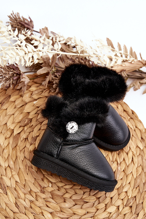 Lined Snow Boots with Fur Black Bessie