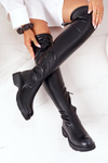 Leather Over The Knee Boots Black Selina