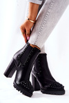 High-heeled boots with rhinestones Black Lisana