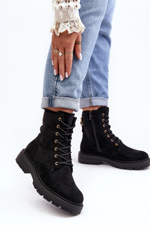 Women's Zip Up Ankle Boots Black Ninsuni