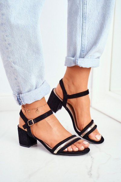 Women's Stiletto Sandals With Glitter Black Wixi