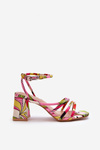 Patterned Sandals on Stiletto Multicolor Jenglla