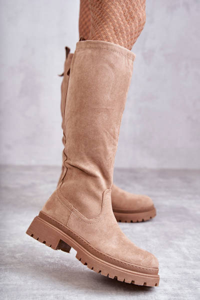 Women's Warm Knee-High Boots Beige Helma