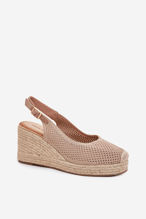Wedge Sandals For Women With Braiding Dark Beige Tulliata