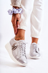 Leather Sport Shoes On Wedge Maciejka 05492-11 Silver