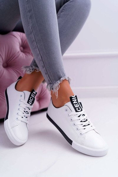 Women's Sneakers White Black Strap Nigrid