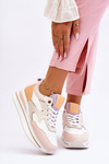Fashionable Leather Sports Shoes White and Beige Roen