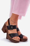 Women's sandals on a chunky heel and platform Black Vinceza 17387